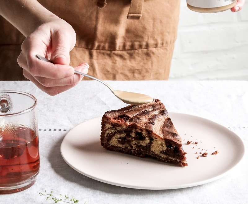 Recette du cake marbré purée d'arachide et pâte à tartiner