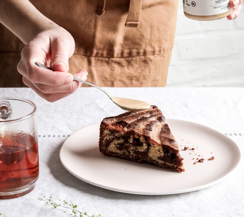 Recette du cake marbré purée d'arachide et pâte à tartiner